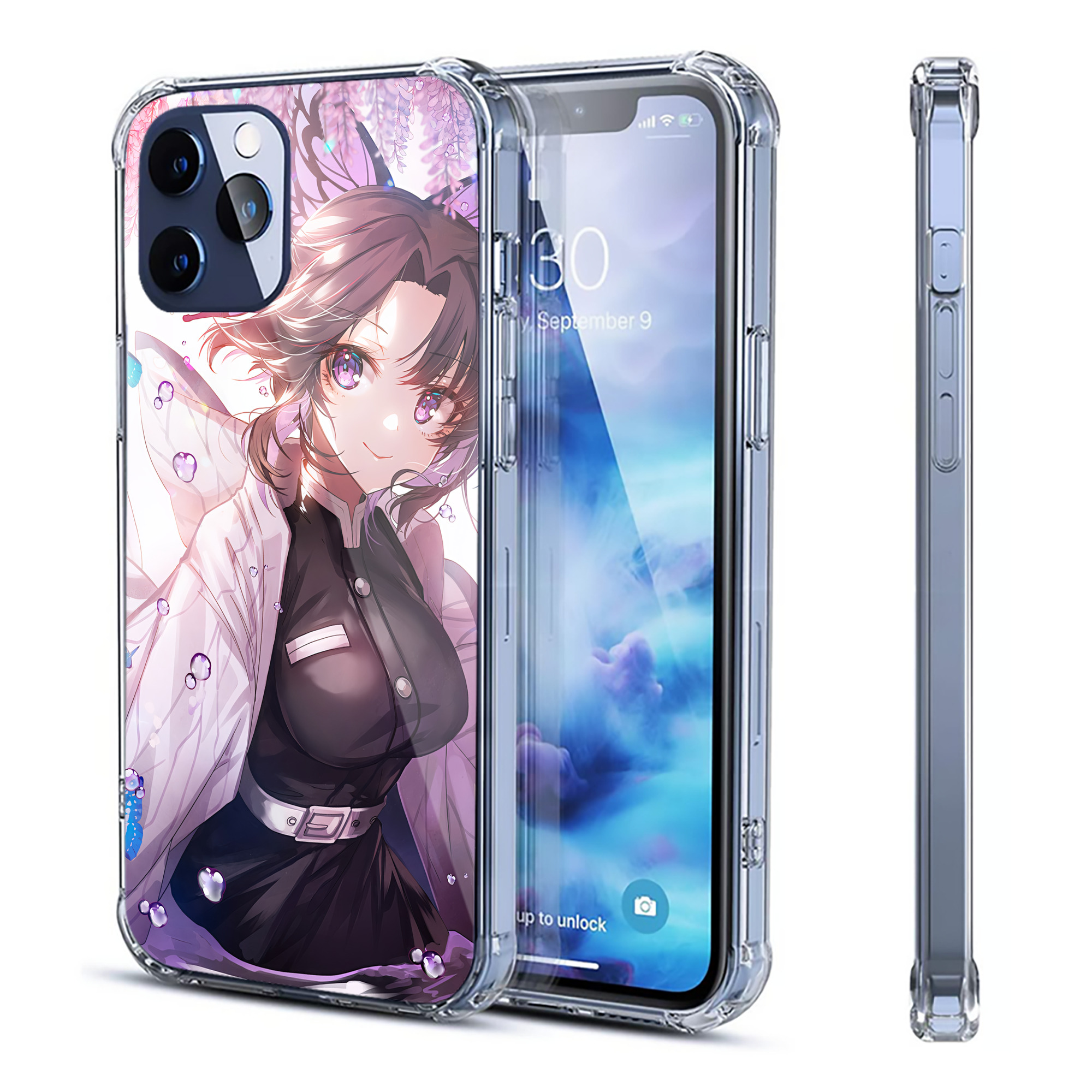 （画像用） 鬼滅の刃（きめつのやいば）蟲柱-胡蝶 しのぶ／こちょう しのぶ Kochou Shinobu 【iPhone 12シリーズ対応】透明スマホケース（クリアソフトケース）